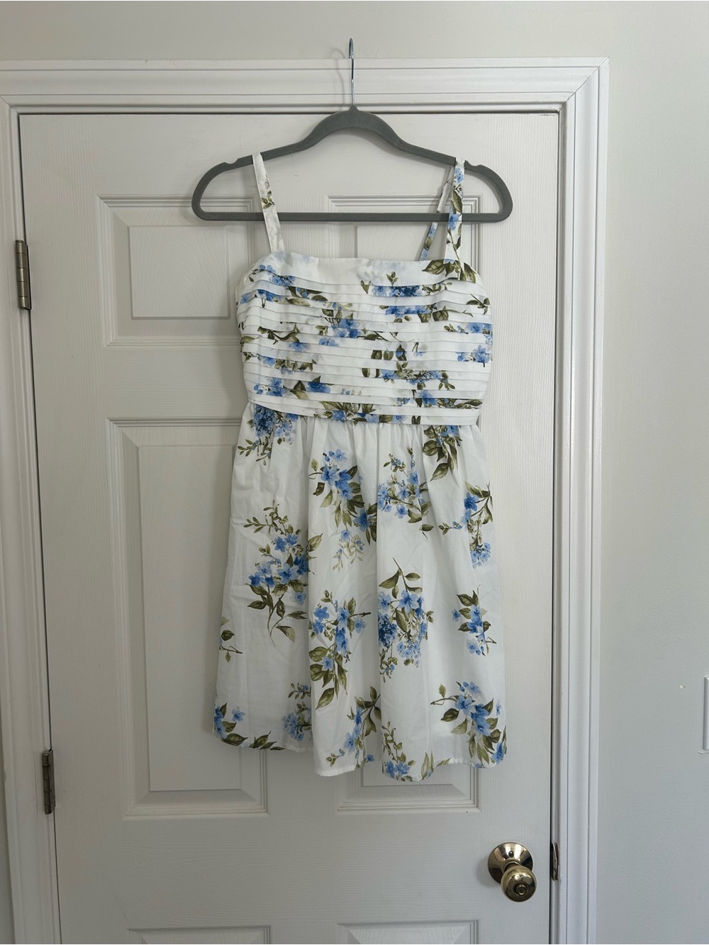 Altar'd State White Floral Dress with Blue and Green Accents